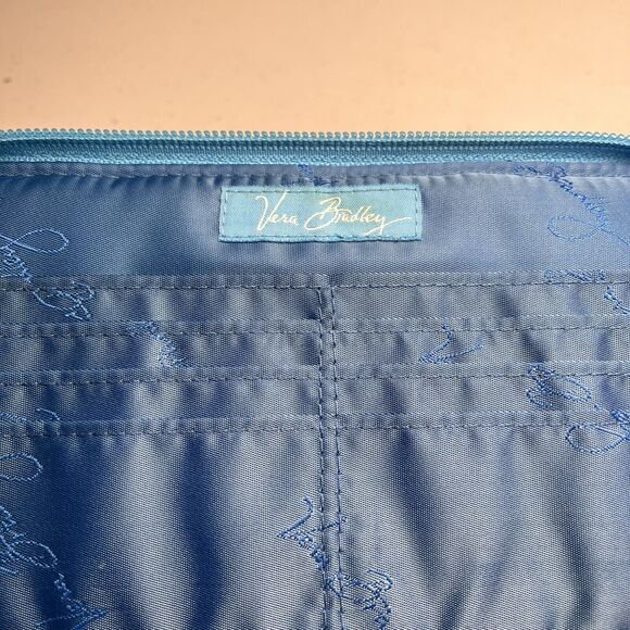 Vera Bradley Bali Blue Zip Around Wallet Organizer Floral 100% Cotton 8" x 5" - Picture 15 of 16